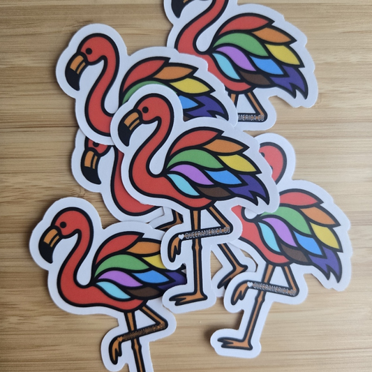 Flamingo Rainbow Pride - Sticker (3")