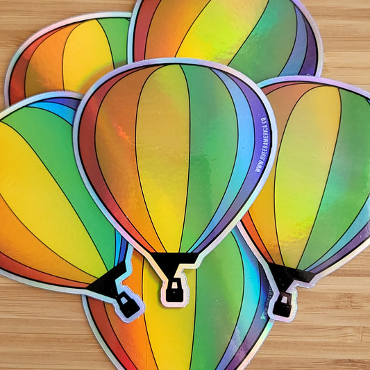 Holographic Pride Hot Air Balloon Sticker (3") - Queer America Clothing