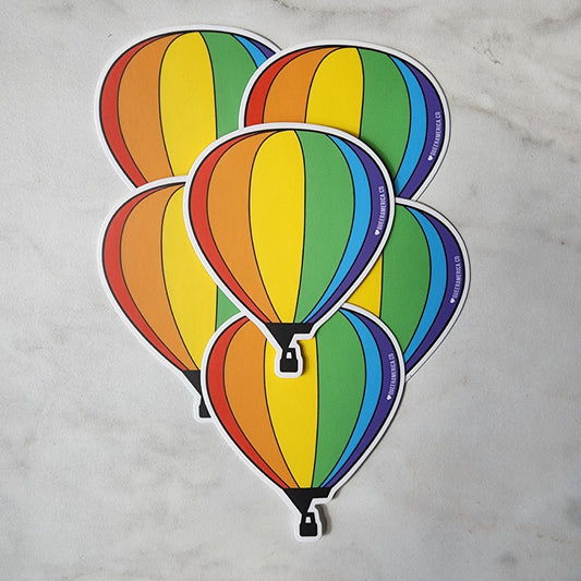 Hot Air Balloon Pride Rainbow - Sticker (3")