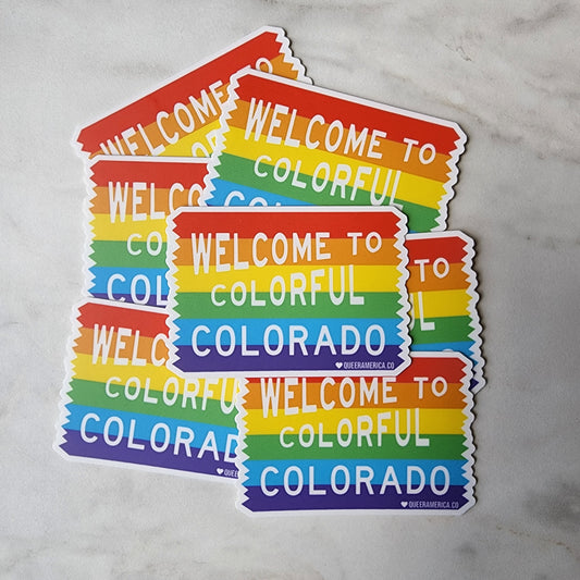 Colorful Colorado Rainbow Sign - Sticker (3")