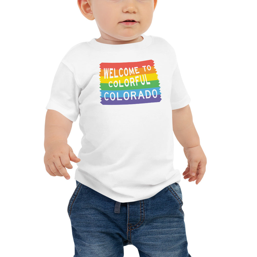 Colorful Colorado Rainbow Sign - Baby Shirt - Queer America Clothing