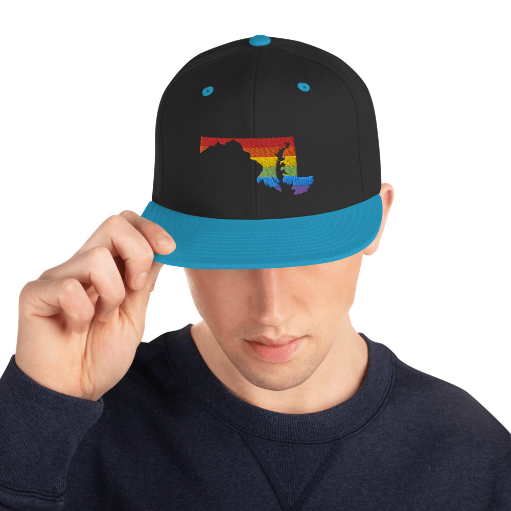 Maryland State Rainbow - Snapback Hat (Embroidered)