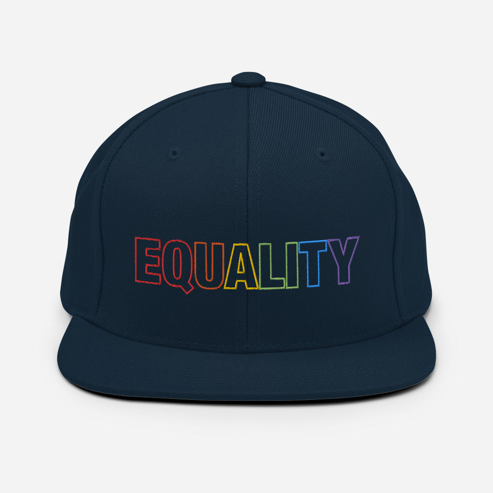 Embroidered Snap Back Hat - Navy Blue Blue/Heather Grey