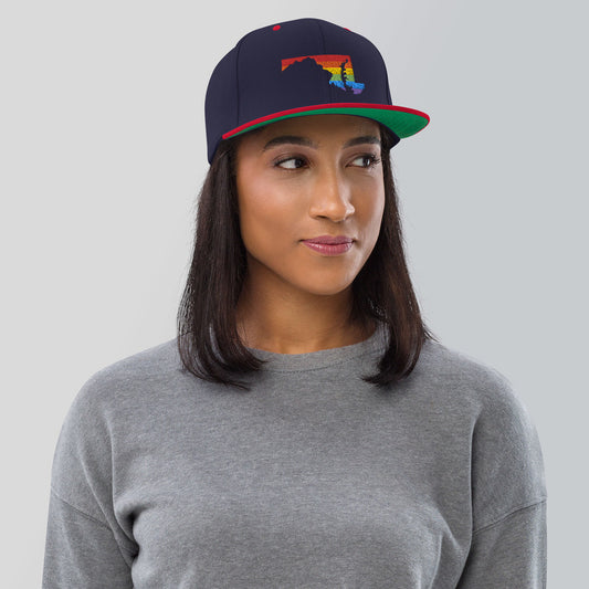 Maryland State Rainbow - Snapback Hat (Embroidered)