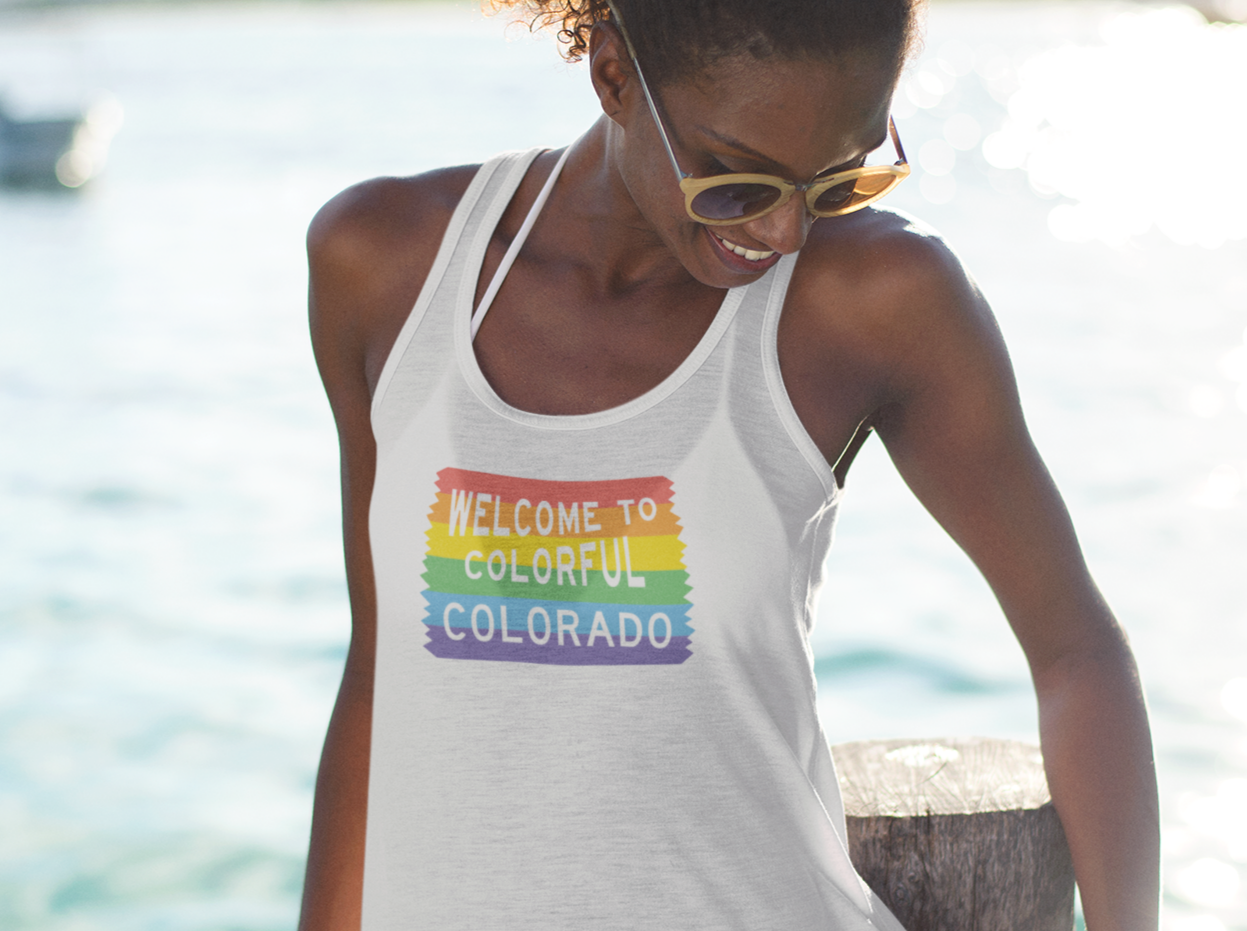 Colorful Colorado Rainbow Sign - Women's Tank Top