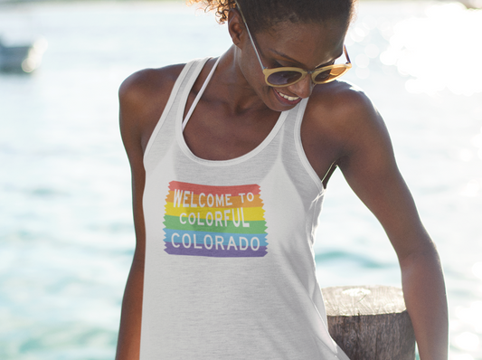 Colorful Colorado Rainbow Sign - Women's Tank Top