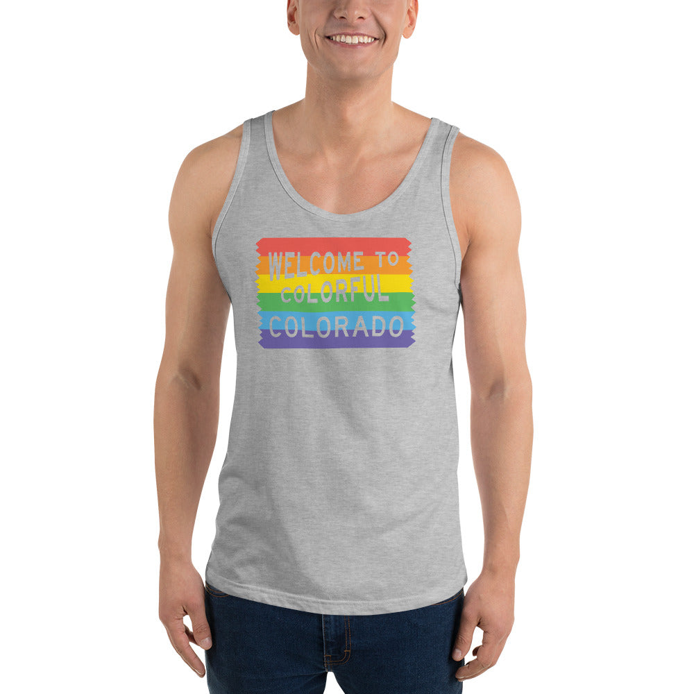 Colorful Colorado Rainbow Sign - Unisex Tank Top