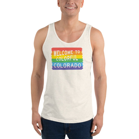 Colorful Colorado Rainbow Sign - Unisex Tank Top
