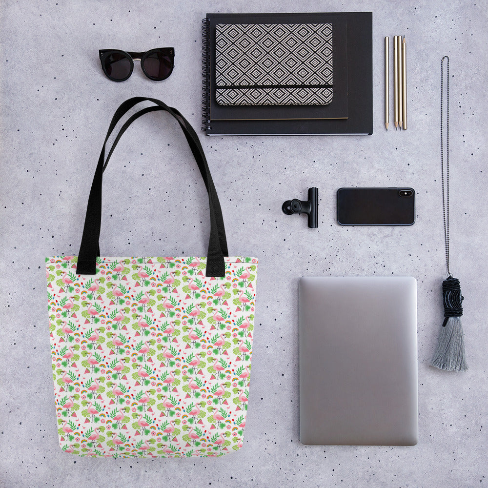 Flamingo Party Print All-Over Tote Bag - Queer America Clothing