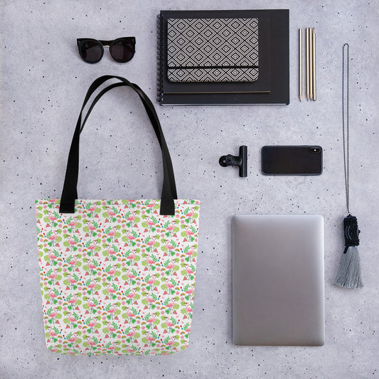 Flamingo Party Print All-Over Tote Bag - Queer America Clothing