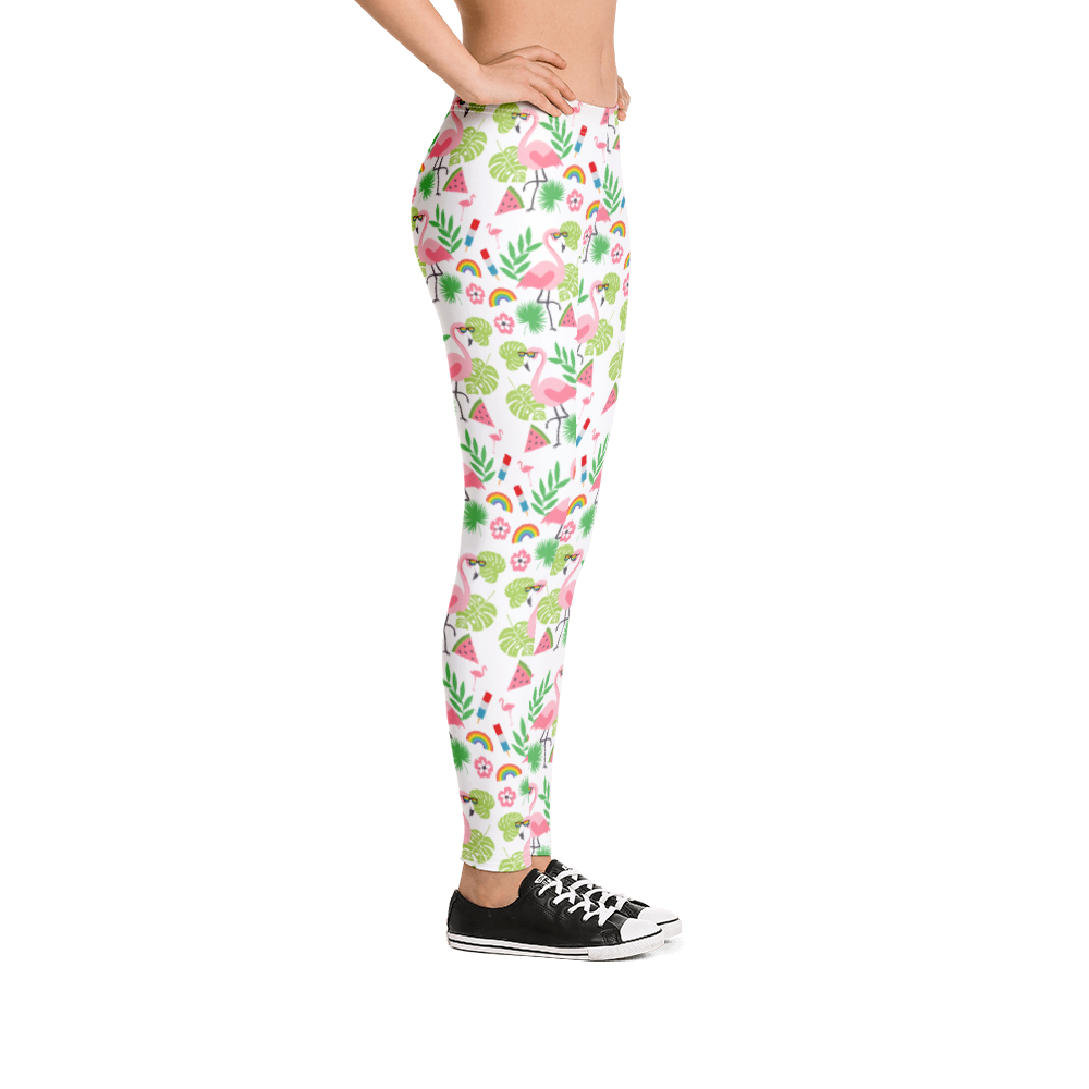 Flamingo Party Print All-Over Leggings - Queer America Clothing