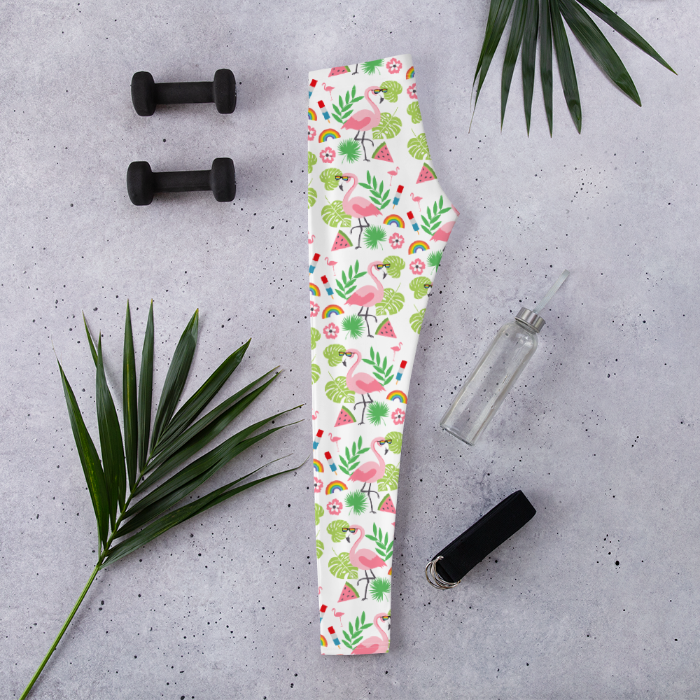 Flamingo Party Print All-Over Leggings - Queer America Clothing