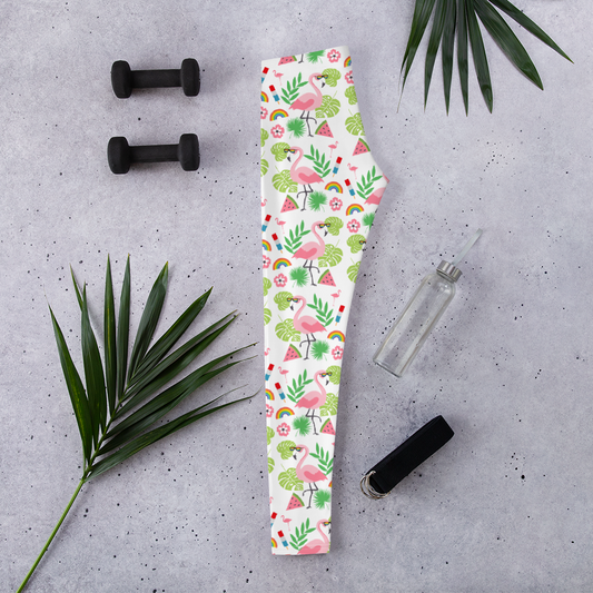Flamingo Party Print All-Over Leggings - Queer America Clothing