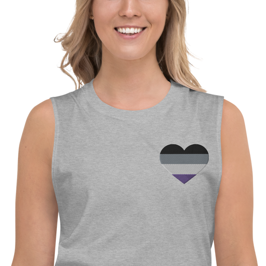 Asexual Pride Heart - Muscle Shirt (Embroidered)