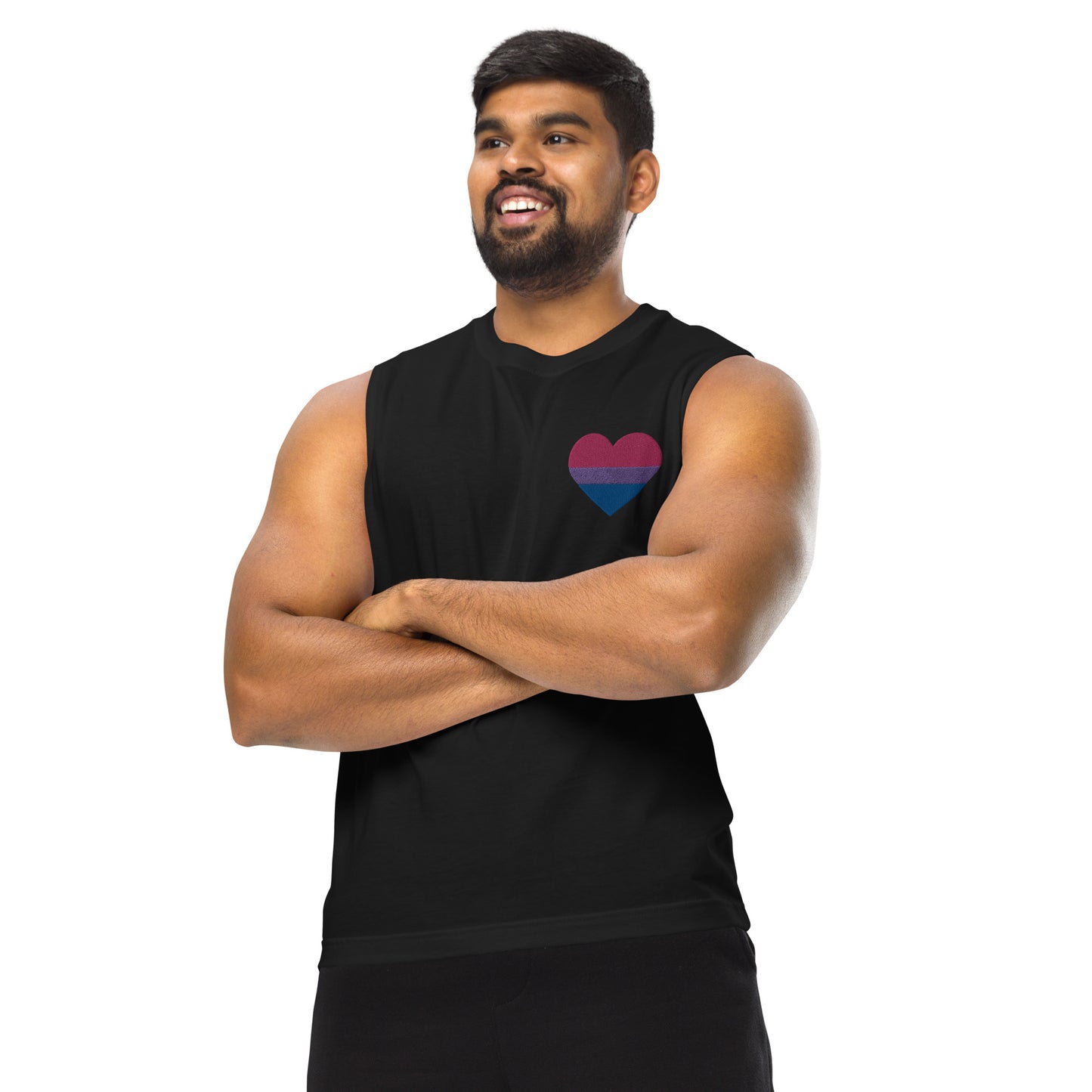 Bisexual Pride Heart - Muscle Shirt (Embroidered)