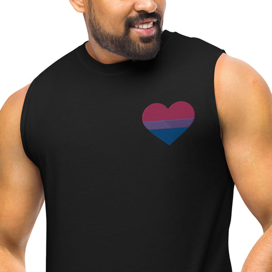 Bisexual Pride Heart - Muscle Shirt (Embroidered)