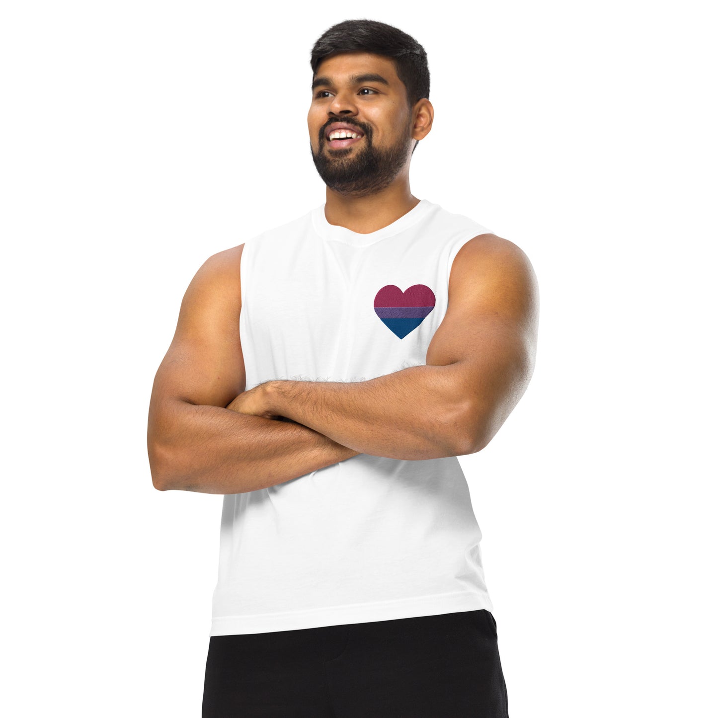 Bisexual Pride Heart - Muscle Shirt (Embroidered)