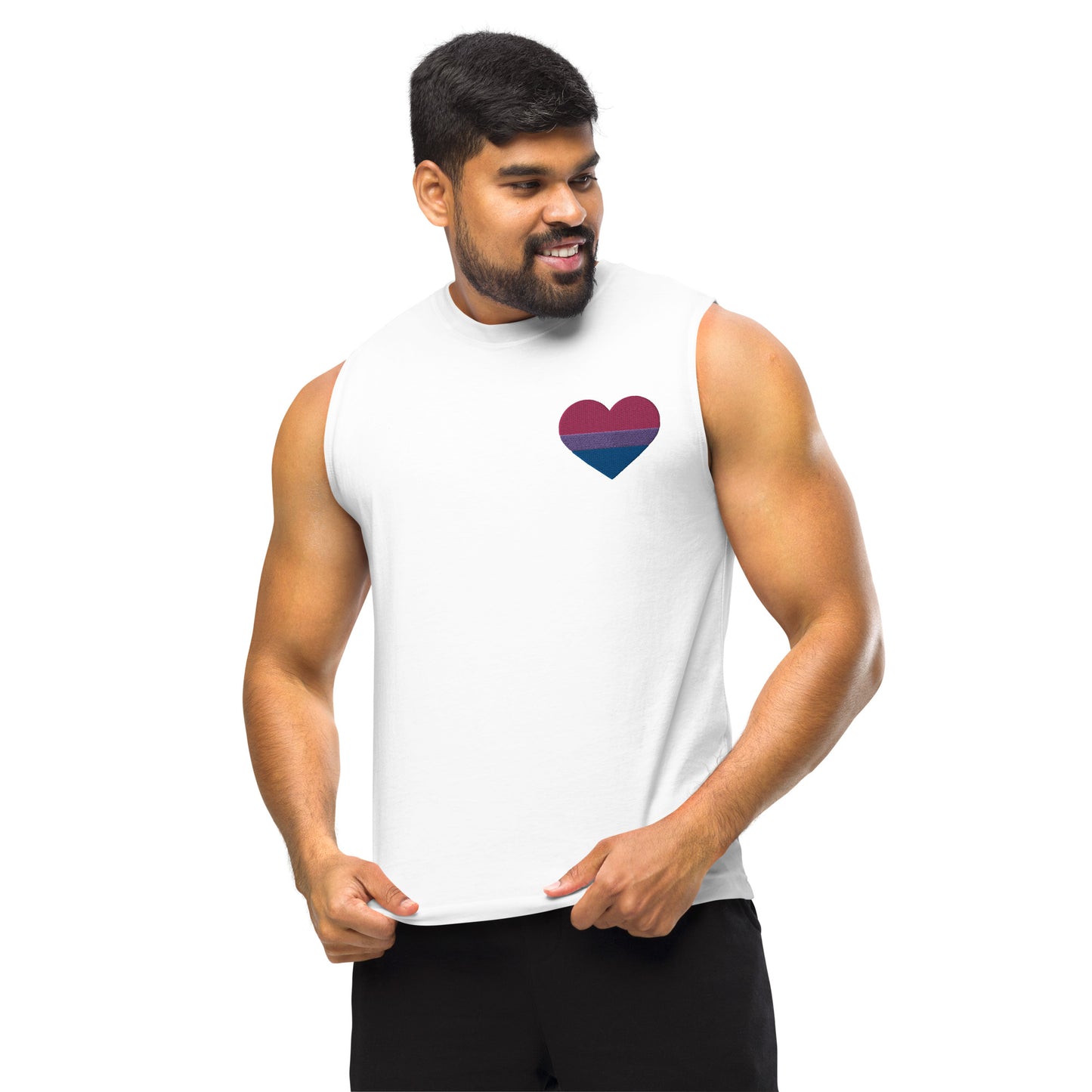 Bisexual Pride Heart - Muscle Shirt (Embroidered)