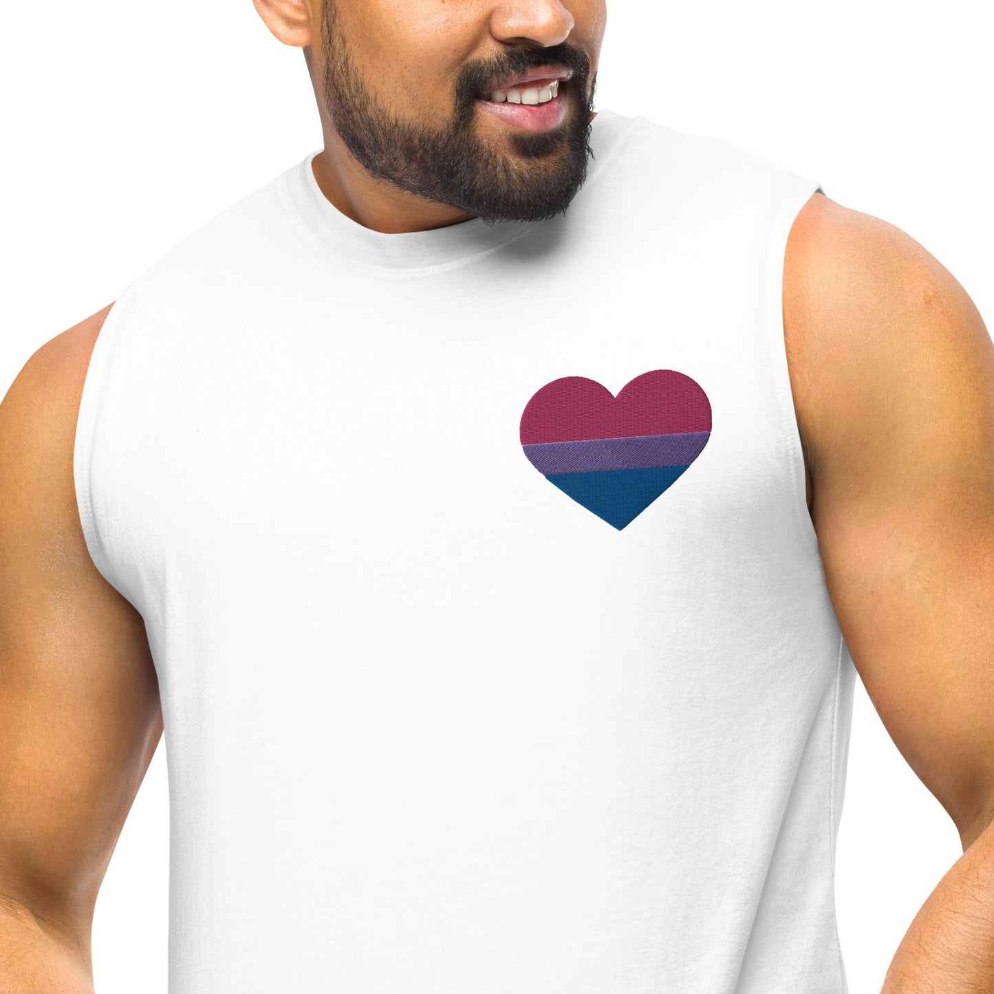 Bisexual Pride Heart - Muscle Shirt (Embroidered)