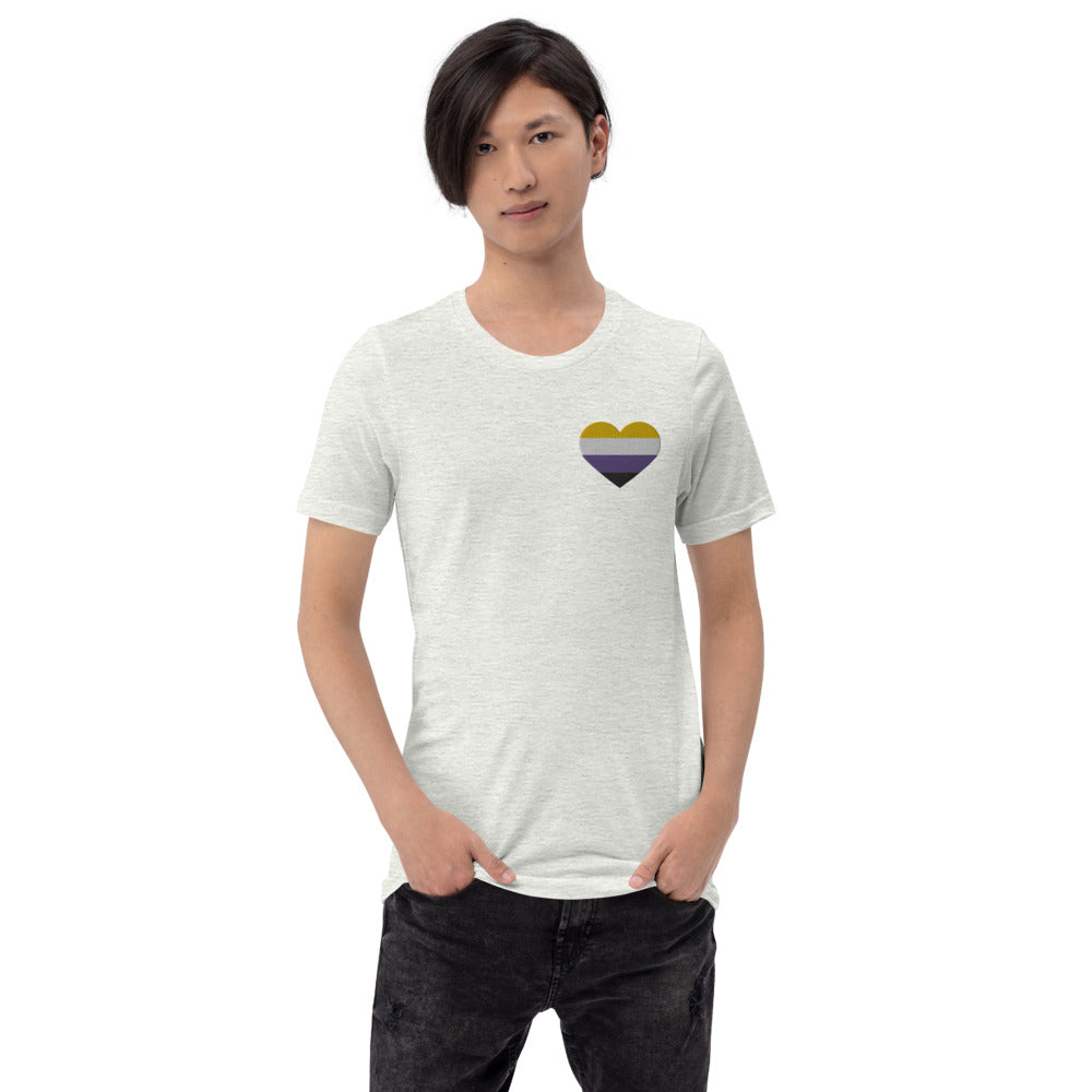 Non-Binary Pride Heart - Unisex Shirt (Embroidered)