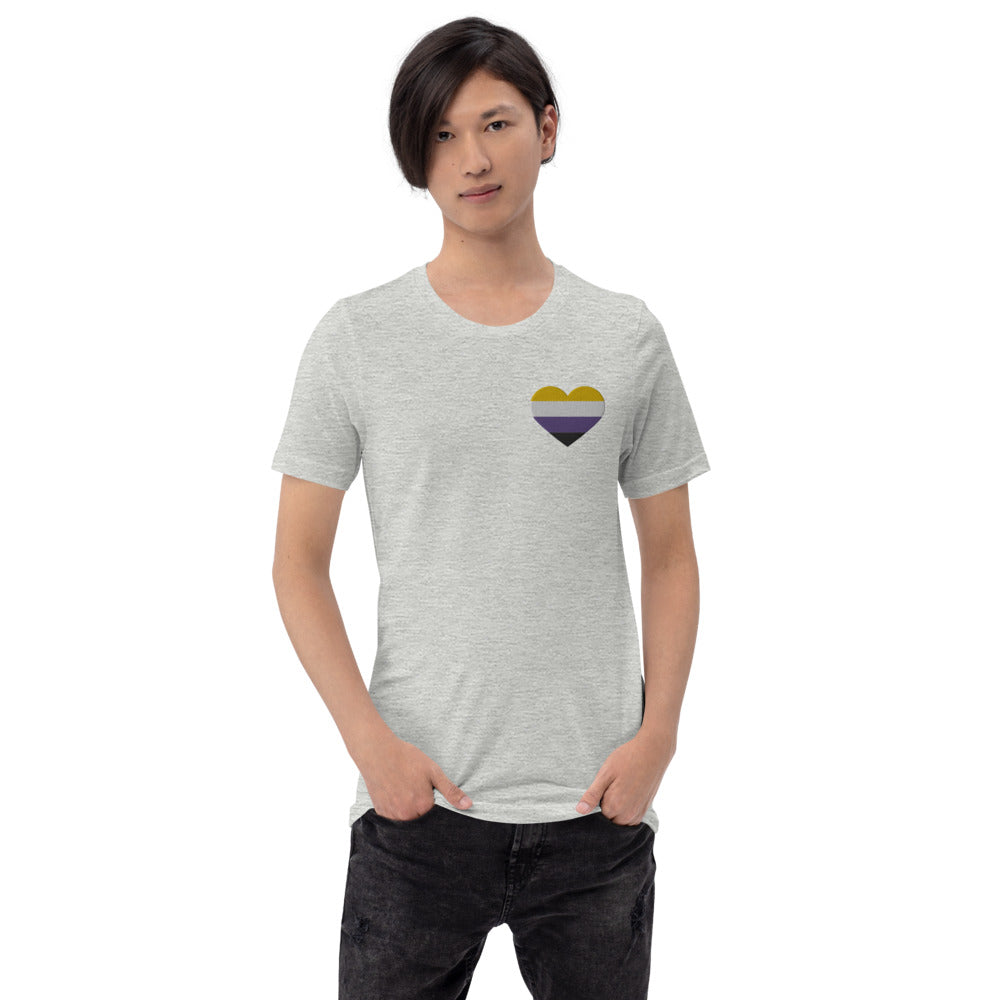 Non-Binary Pride Heart - Unisex Shirt (Embroidered)