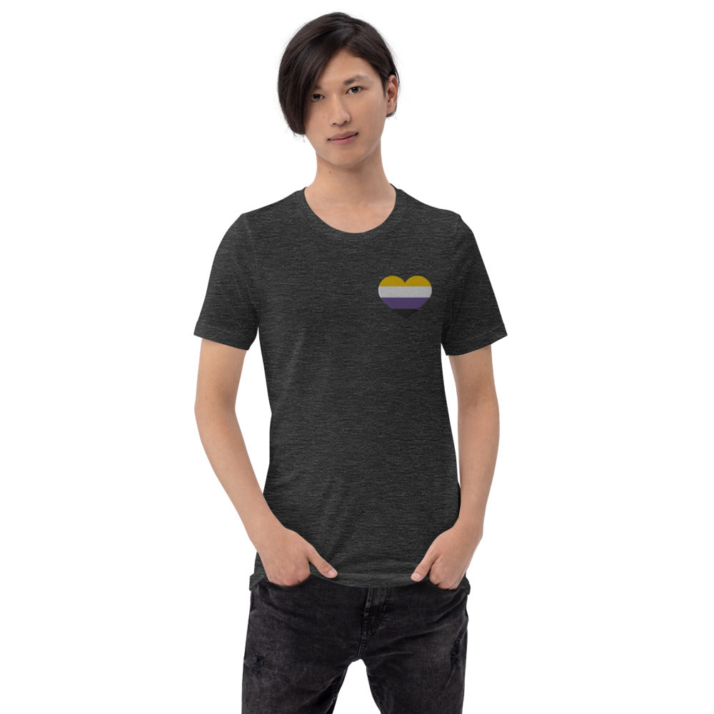 Non-Binary Pride Heart - Unisex Shirt (Embroidered)