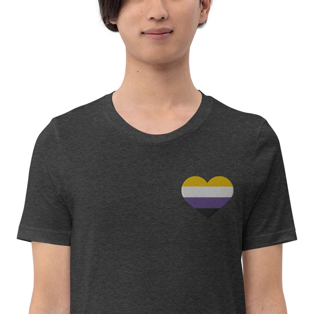Non-Binary Pride Heart - Unisex Shirt (Embroidered)
