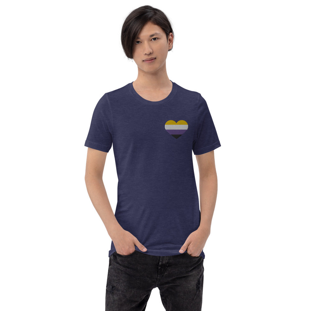 Non-Binary Pride Heart - Unisex Shirt (Embroidered)