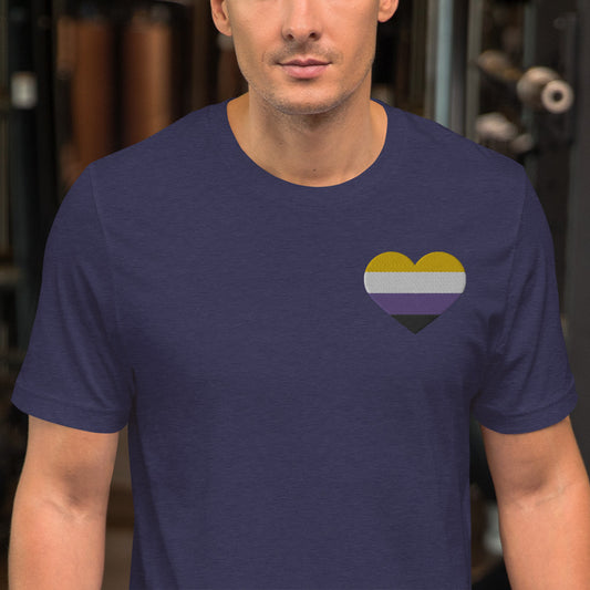 Non-Binary Pride Heart - Unisex Shirt (Embroidered)