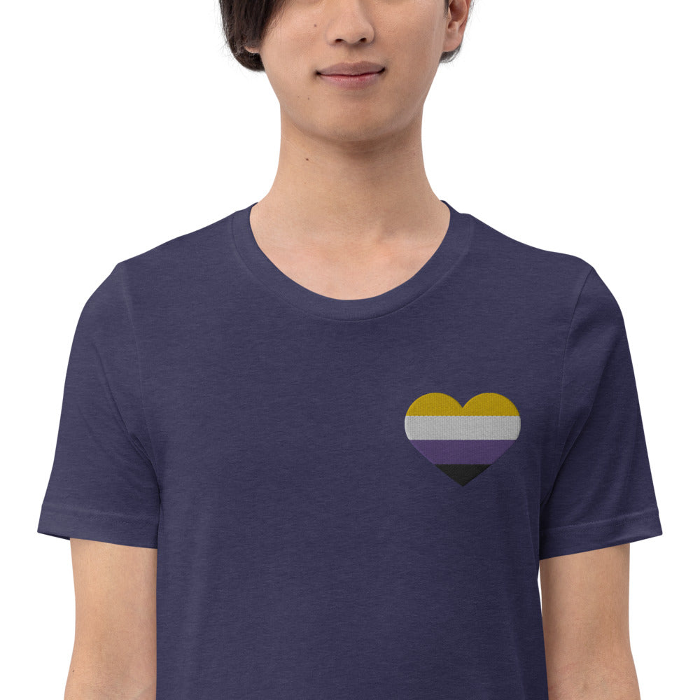 Non-Binary Pride Heart - Unisex Shirt (Embroidered)