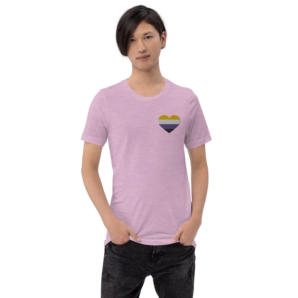 Non-Binary Pride Heart - Unisex Shirt (Embroidered)