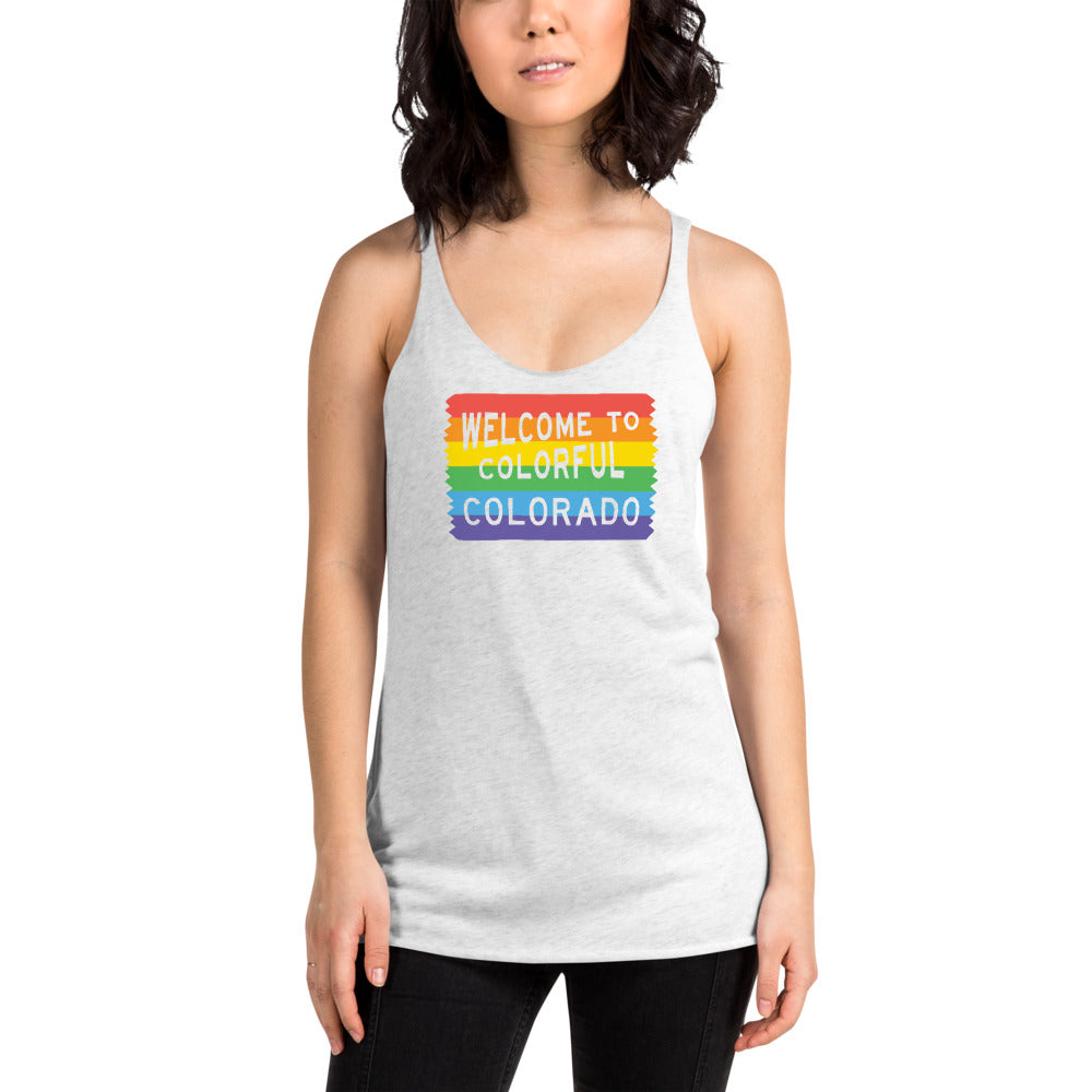 Colorful Colorado Rainbow Sign - Women's Tank Top