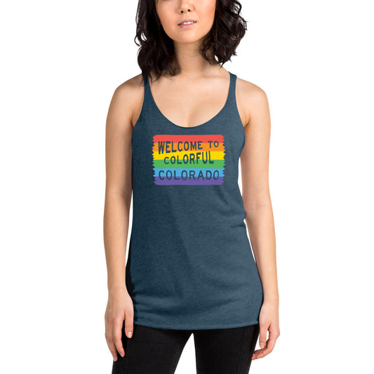 Colorful Colorado Rainbow Sign - Women's Tank Top