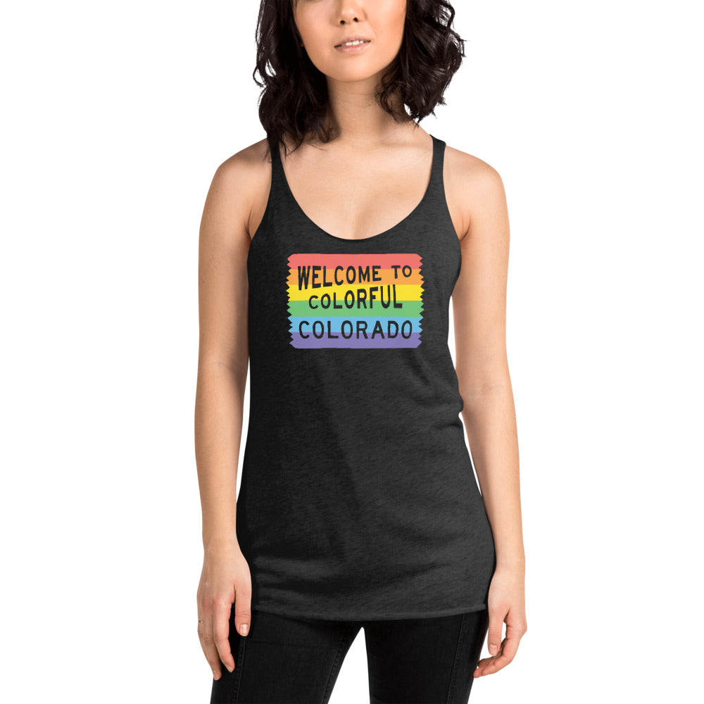 Colorful Colorado Rainbow Sign - Women's Tank Top