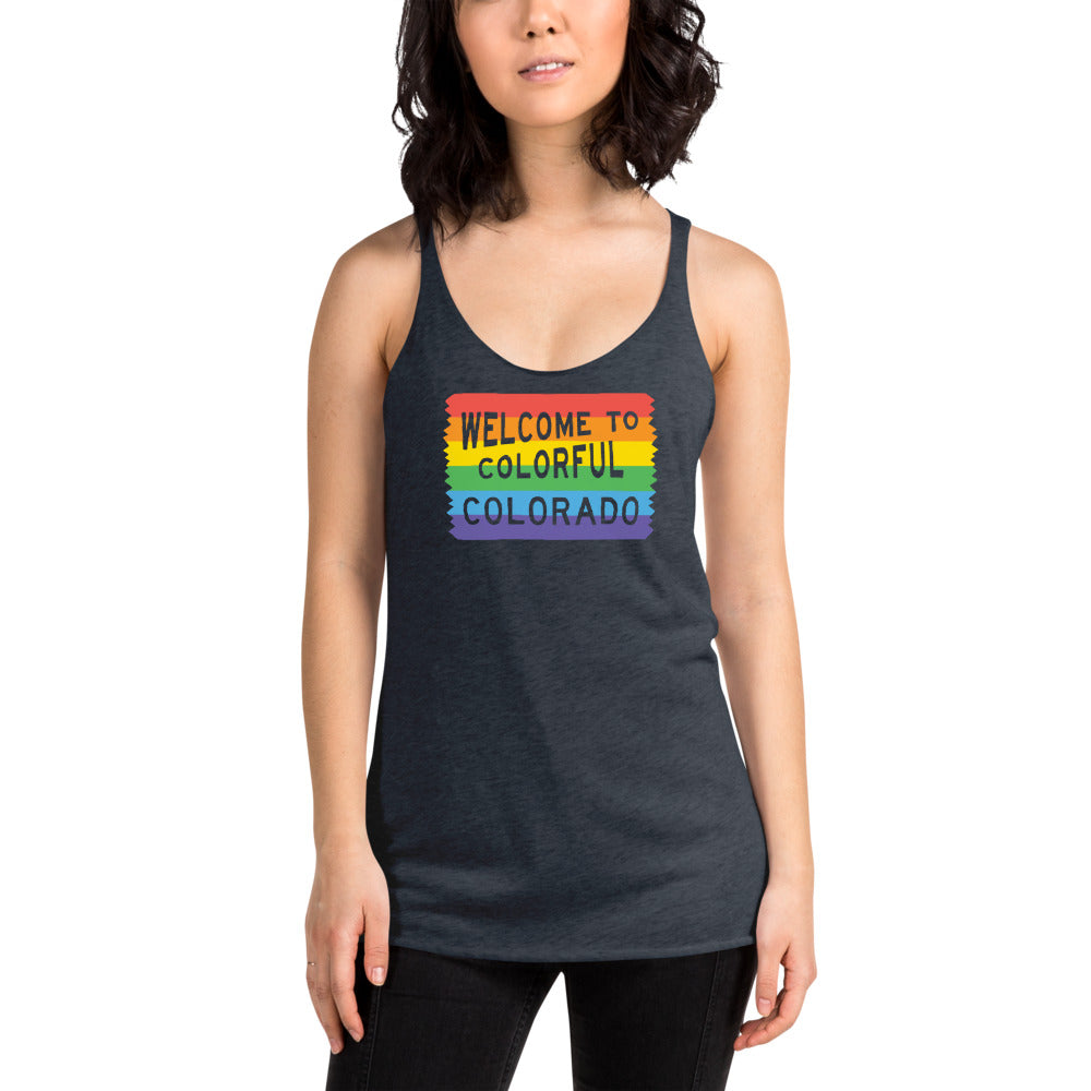 Colorful Colorado Rainbow Sign - Women's Tank Top