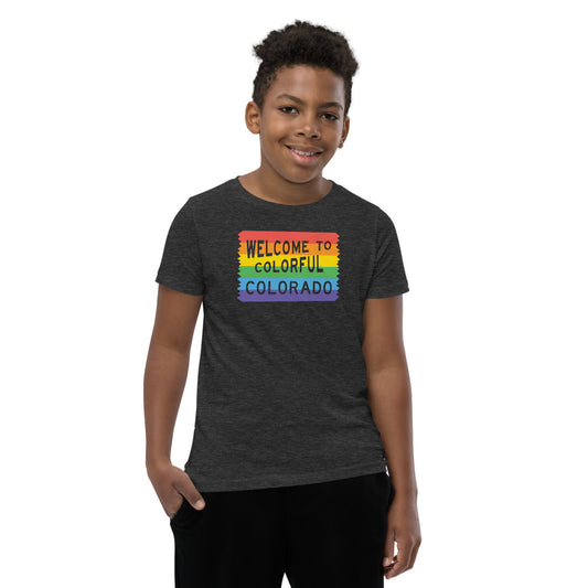Colorful Colorado Rainbow Sign - Youth Shirt - Queer America Clothing