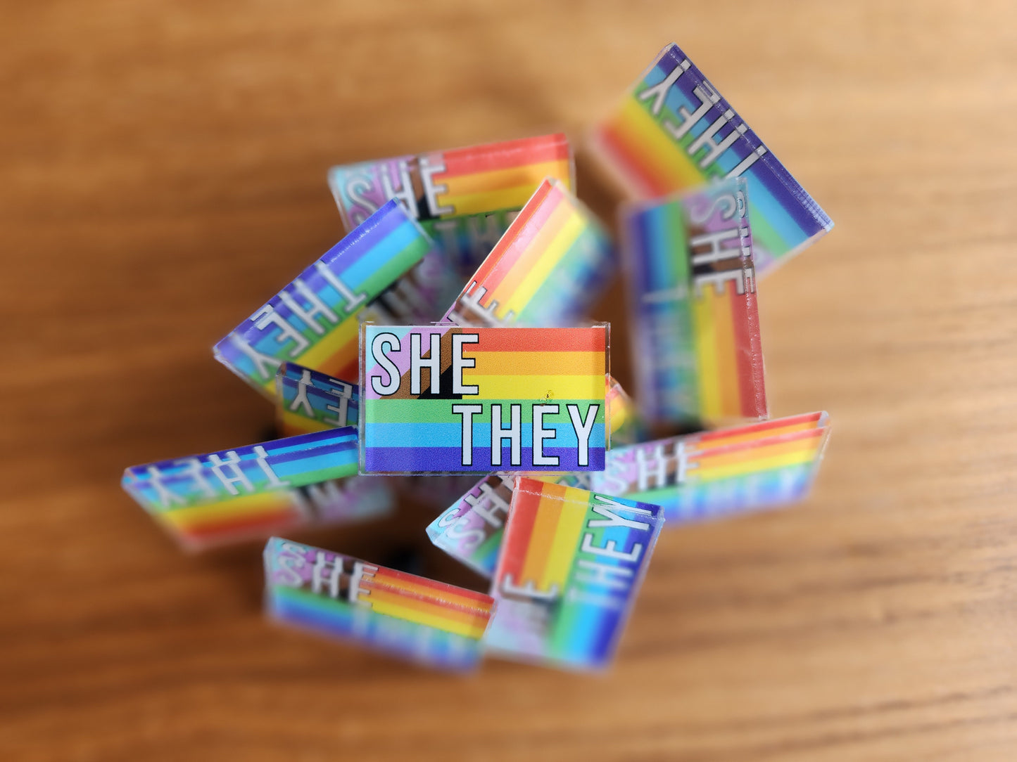 Pronoun Pins - Pride Rainbow Flag