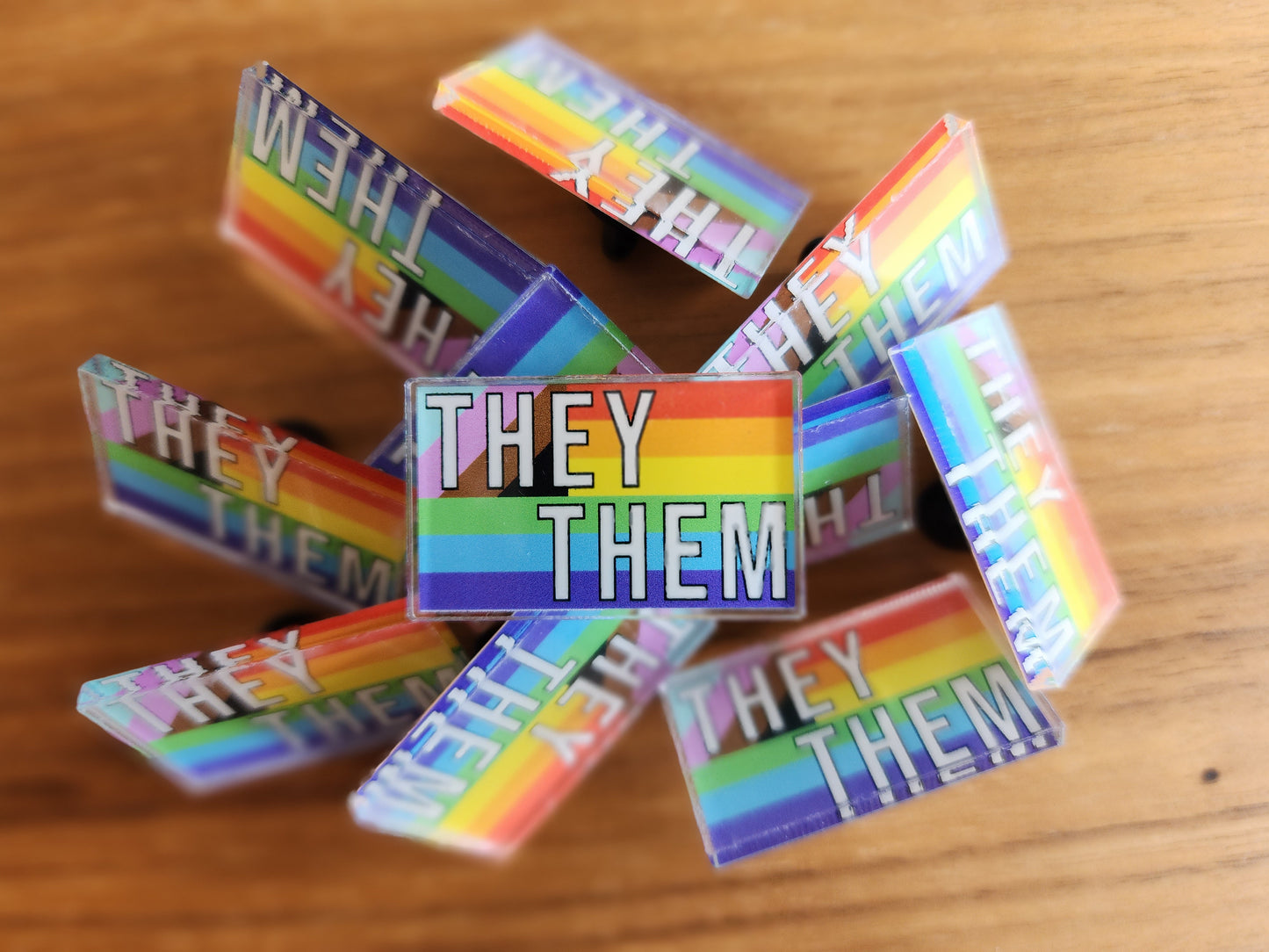 Pronoun Pins - Pride Rainbow Flag