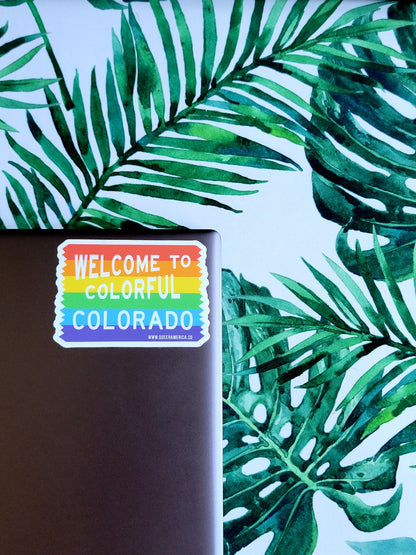 Colorful Colorado Rainbow Sign - Sticker (3")