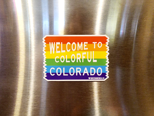 Colorful Colorado Rainbow Sign - Magnet (3")