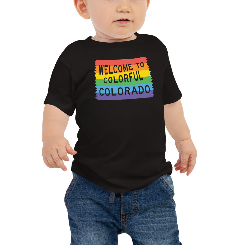 Colorful Colorado Rainbow Sign - Baby Shirt - Queer America Clothing