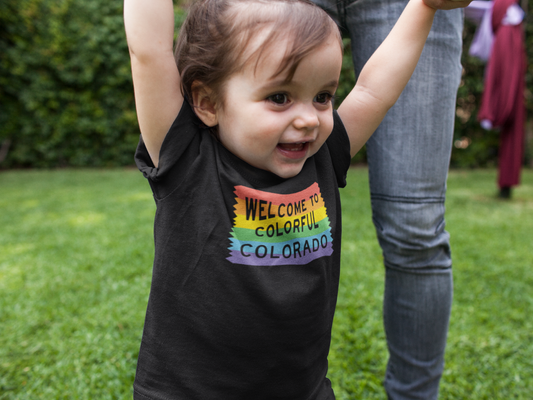 Colorful Colorado Rainbow Sign - Baby Shirt