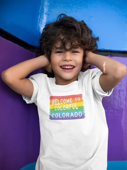 Colorful Colorado Rainbow Sign - Toddler Shirt