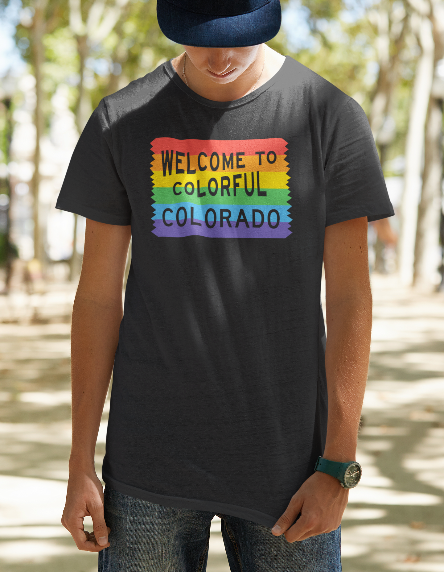 Colorful Colorado Rainbow Sign - Youth Shirt