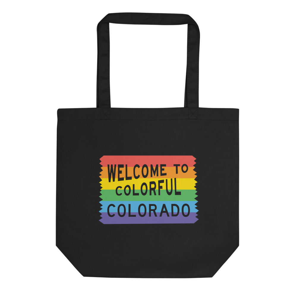 Colorful Colorado Pride Sign Eco Tote Bag - Queer America Clothing