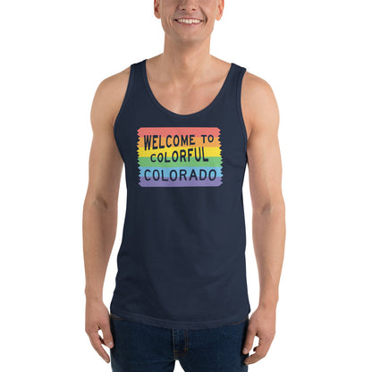 Colorful Colorado Rainbow Sign - Unisex Tank Top
