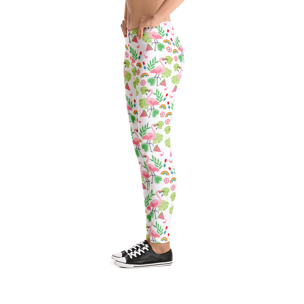Flamingo Party Print All-Over Leggings - Queer America Clothing