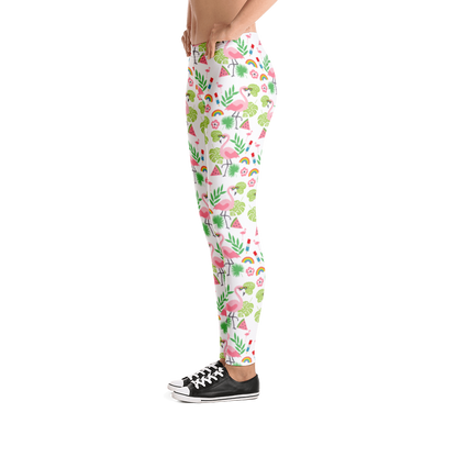 Flamingo Party Print All-Over Leggings - Queer America Clothing