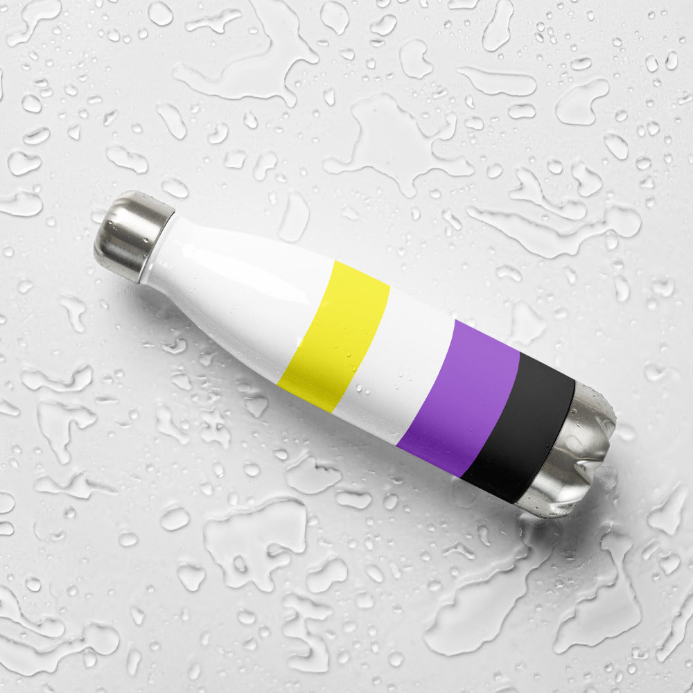 Non-Binary Pride Heart - Stainless Steel Water Bottle