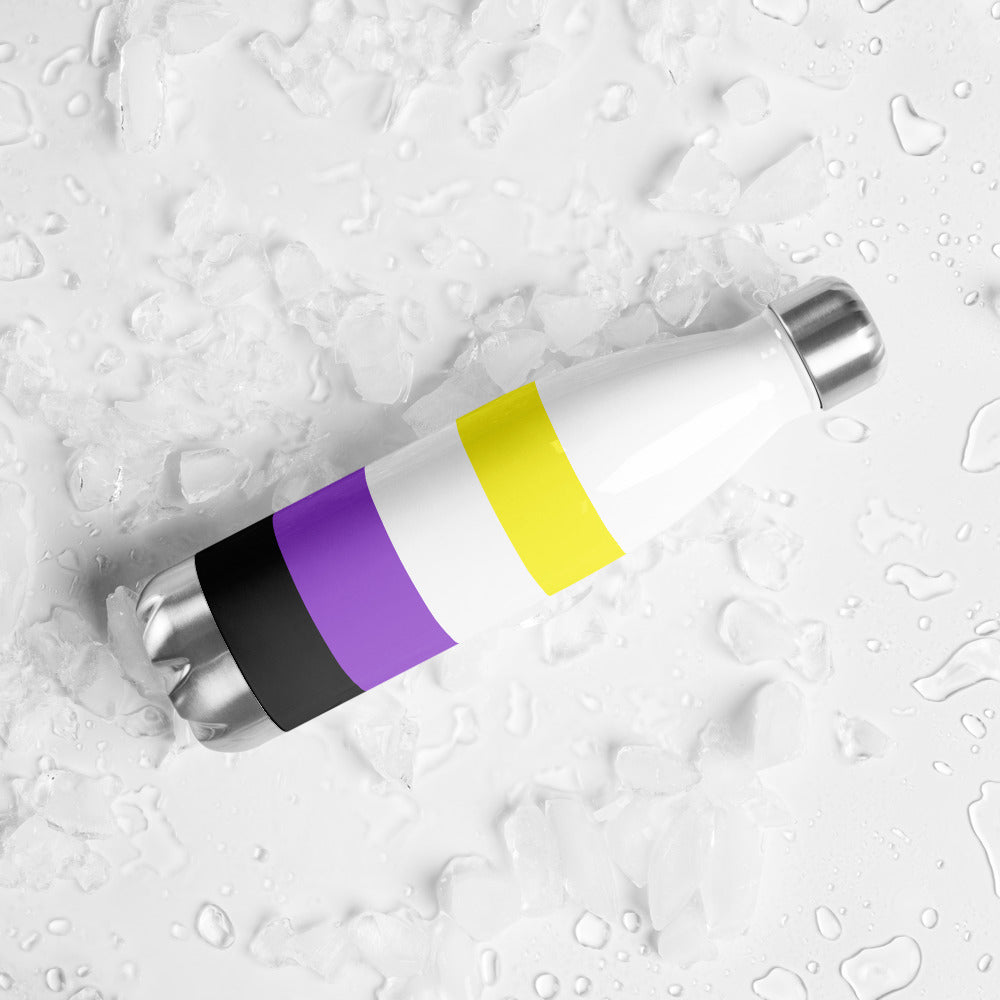 Non-Binary Pride Heart - Stainless Steel Water Bottle